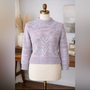 Maeve by Anthropologie Multicolor Cable Knit Turtleneck Sweater